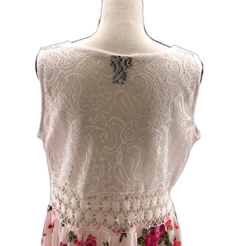 RUE21 Creamy White Cut Out Lace Top w/Pink Floral Silky Bottom Sundress—Sz XL - Picture 9 of 16